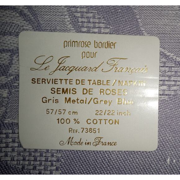Jacquard Francais Primrose Bordier Lavender Dinner Napkins Roses Set of Four NWT - Picture 10 of 16